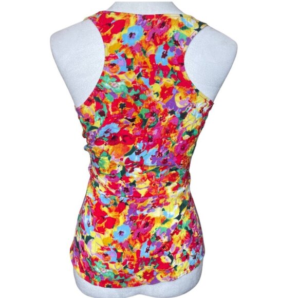 CAbi All Over Floral Watercolor Luisa Racerback Round Neck Tank Top Size Small - Picture 4 of 8
